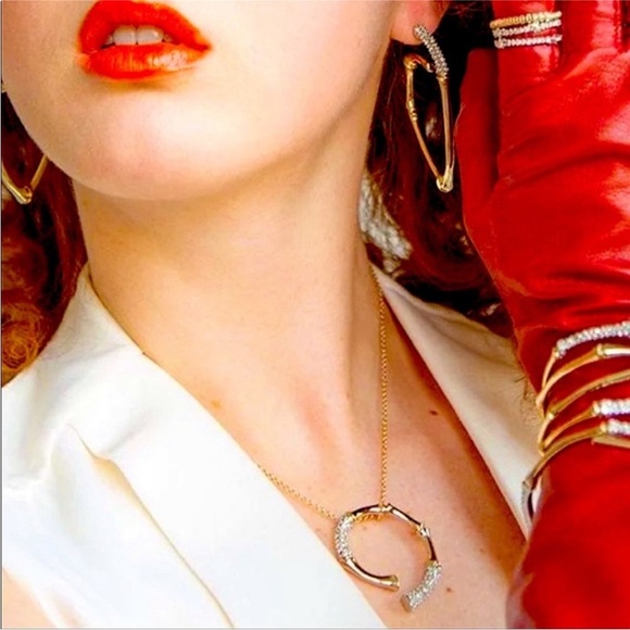 ALEXIS BITTAR • Gold & Silver Crystal Bamboo Solanales Pendant Necklace - Picture 2 of 11